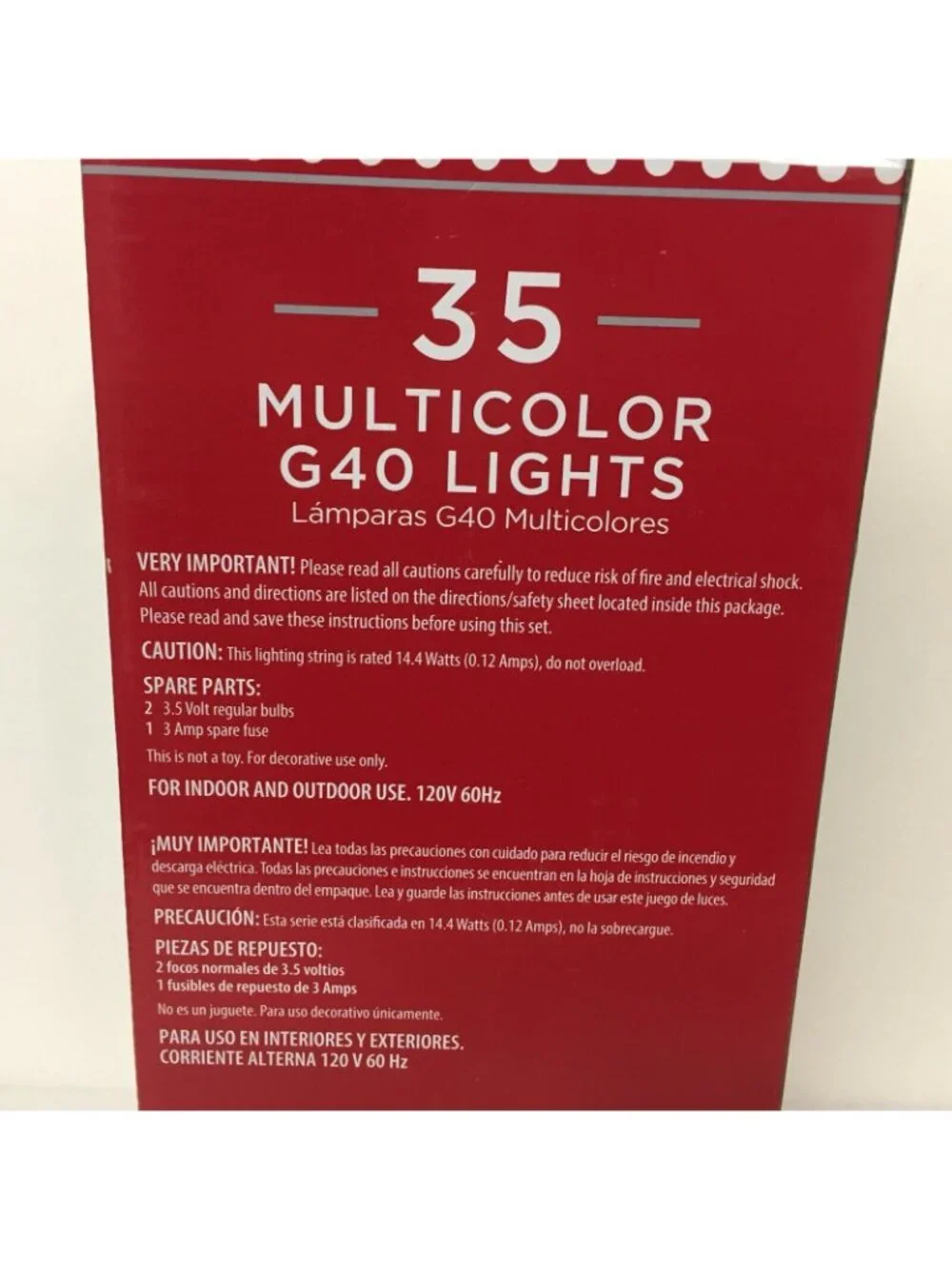 Holiday Time 35 Mulitcolor G40 Christmas Holiday Party Event String Lights 24 FT